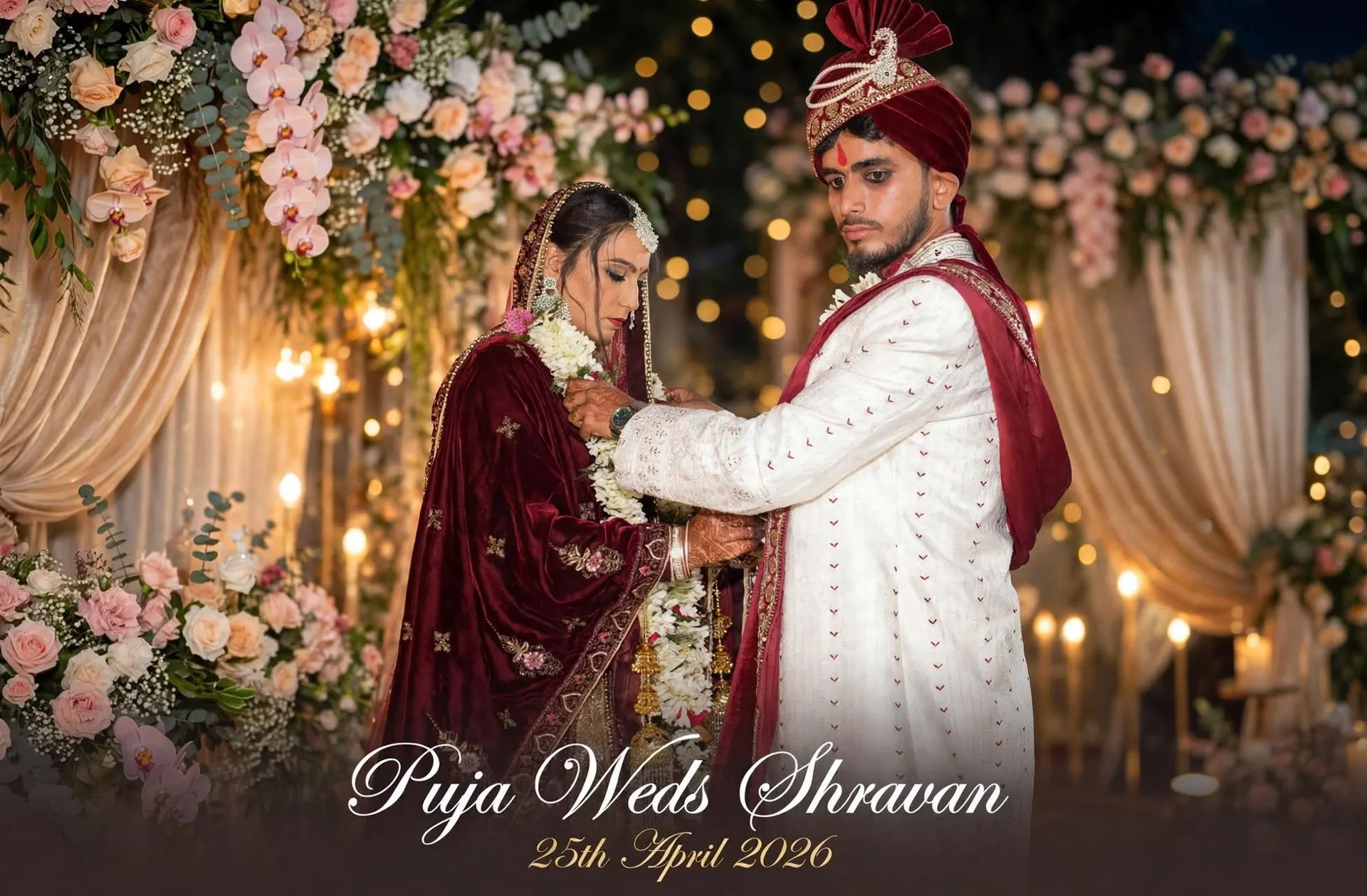 Puja and Shravan on their wedding day
